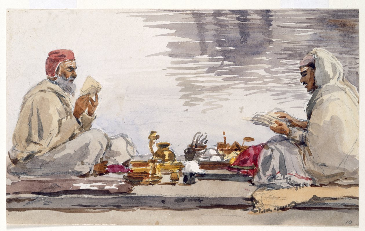 Kaksi pyhää miestä lukemassa Granth Sahibia, Amritsar tekijältä William Carpenter
