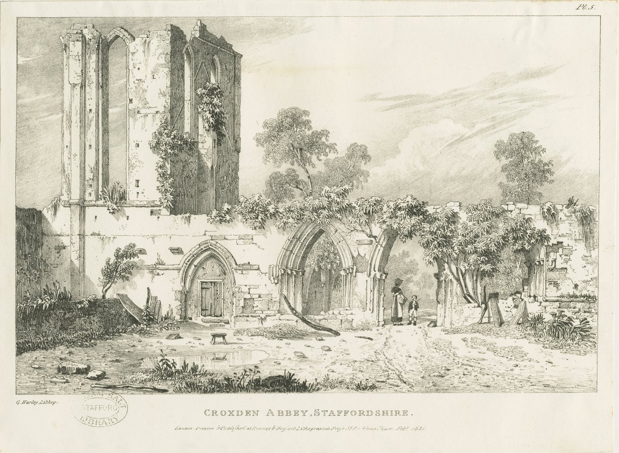 Croxden Abbey: kaiverrus, nd [1821] (painettu) tekijältä William Carter