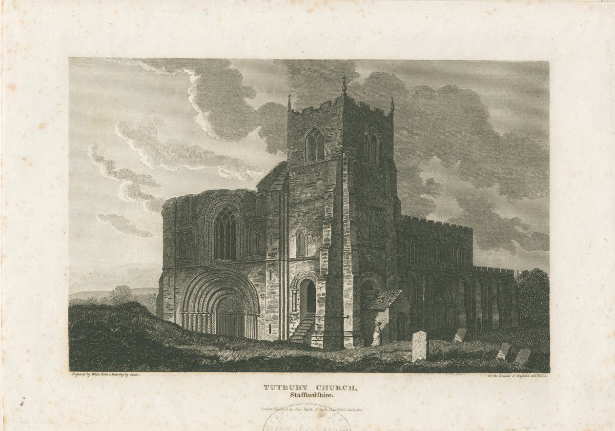 Tutbury Priory Church: kaiverrus, nd [c 1812] (painettu) tekijältä William Carter