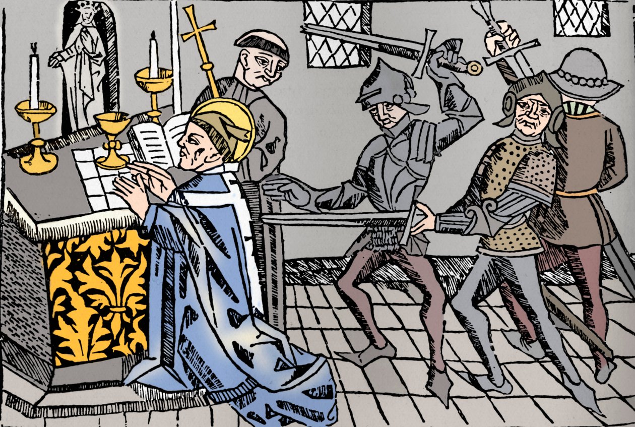 Pyhän Thomas of Canterburyn marttyyrikuolema, v.1484 tekijältä William Caxton