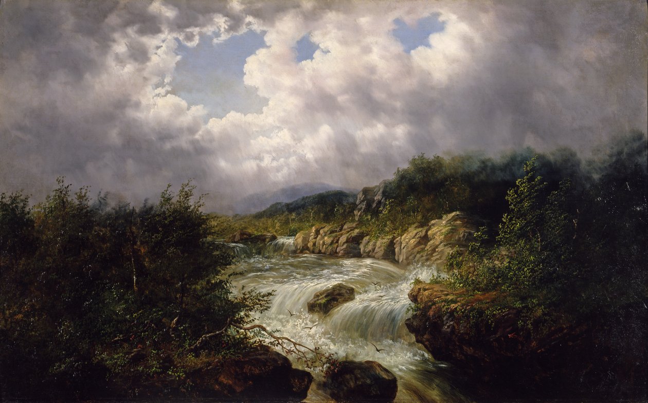 Tamahakan putoukset, Cherokee County, Pohjois-Carolina, n. 1860-70 (öljy kankaalle) tekijältä William Charles Anthony Frerichs