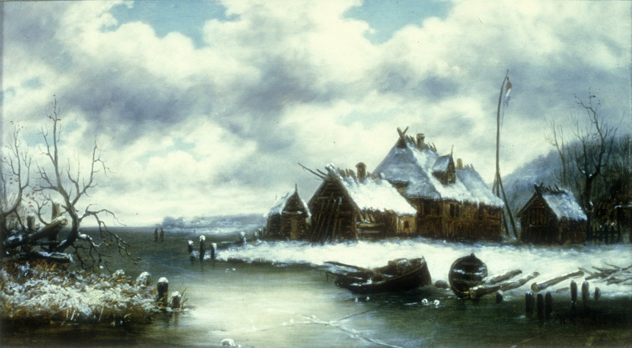 Winter Snow Scene (öljy kankaalle) tekijältä William Charles Anthony Frerichs