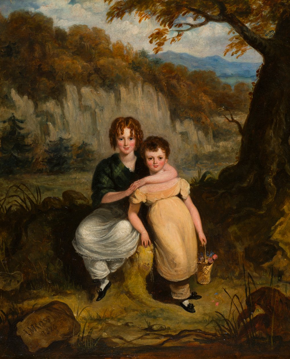 Muotokuva Sir Thomas Moncrieffe Bt. ja hänen sisarensa kun lapsia, n. 1826 (öljy aluksella) tekijältä William Charles Ross