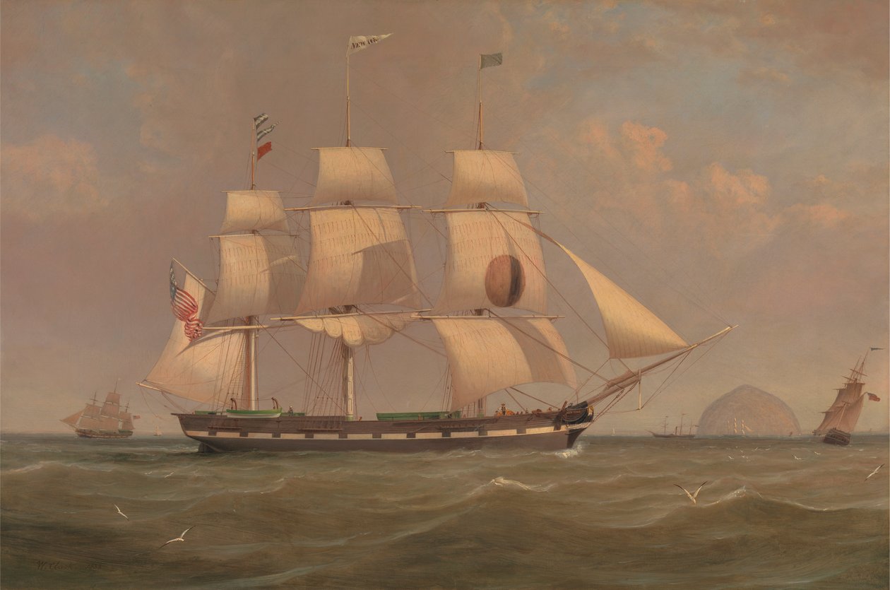 Black Ball Line -pakettilaiva "New York" Ailsa Craigilta tekijältä William Clark