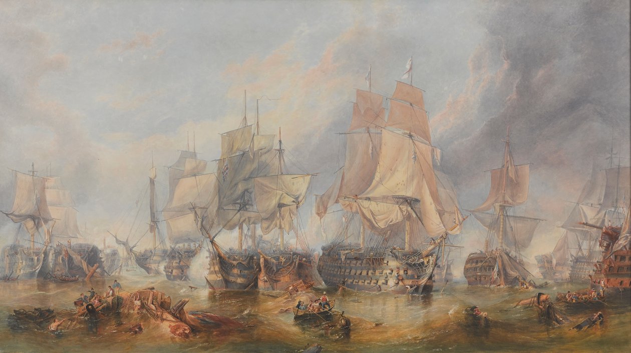Trafalgarin taistelu, 21. lokakuuta 1805 (öljy kankaalle) tekijältä William Clarkson (manner of) Stanfield