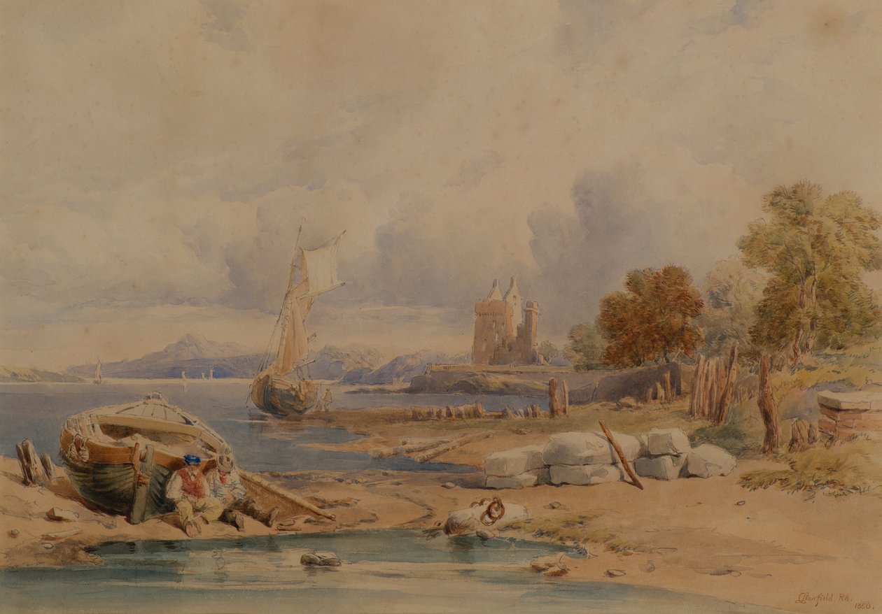 Barnbouglen linna lähellä Crammond on the Forthia tekijältä Clarkson Frederick Stanfield