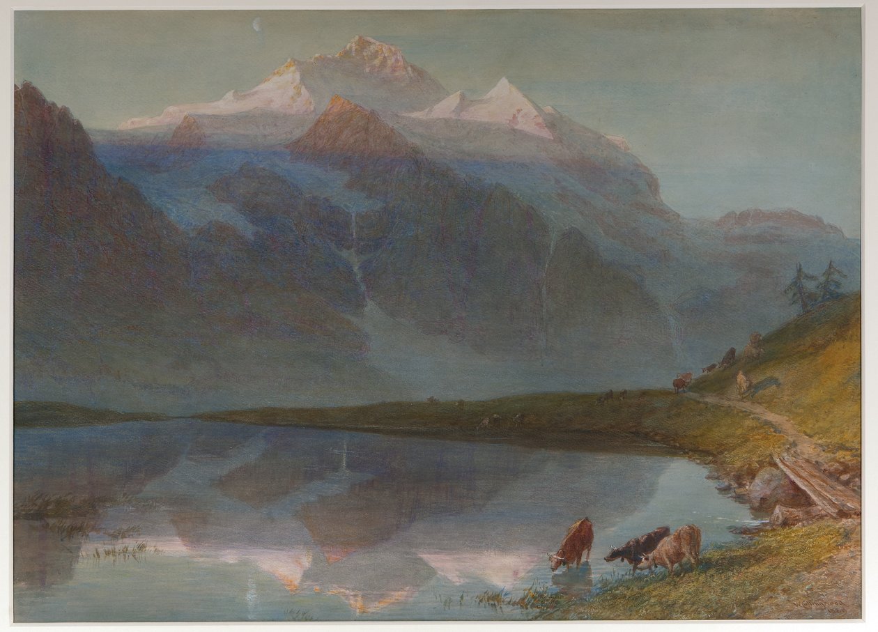 Vuoristokohtaus - Jungfrau (akvarelli) tekijältä William Collingwood