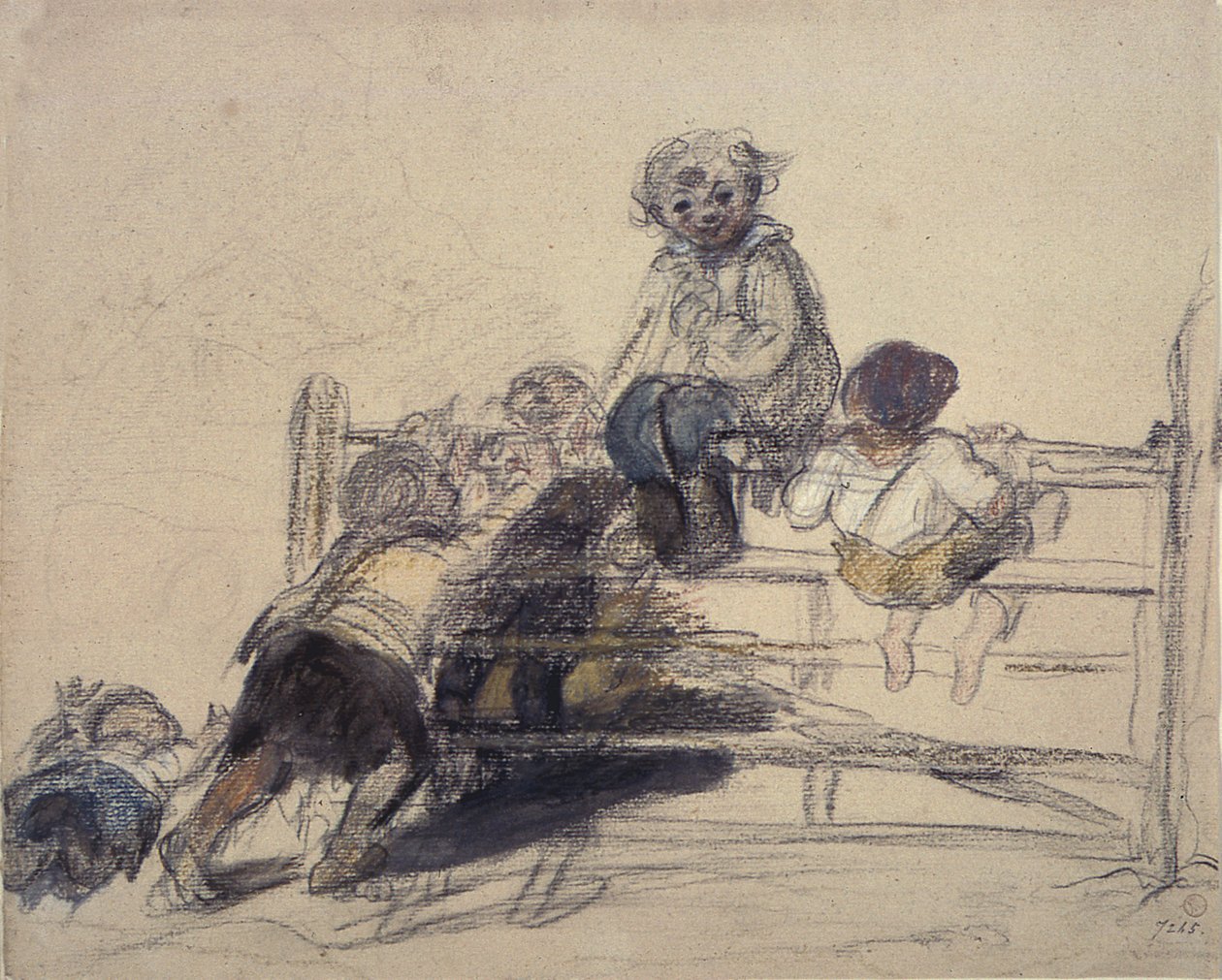 Sketch for Happy as a King, 19th century (piirustus) tekijältä William Collins