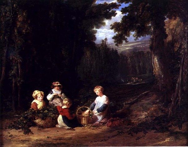 Young Children Piccking Hops, n.1835 (öljy kankaalle) tekijältä William Collins