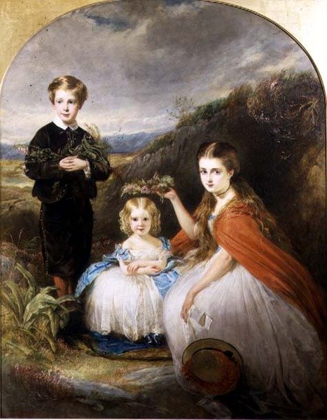 Muotokuva Middletonin lapsista: Jessie Caroline (Colla) (s.1851), Alfred Harold (s.1857) ja Alice Edith (s.1861) 1864 tekijältä William Crawford