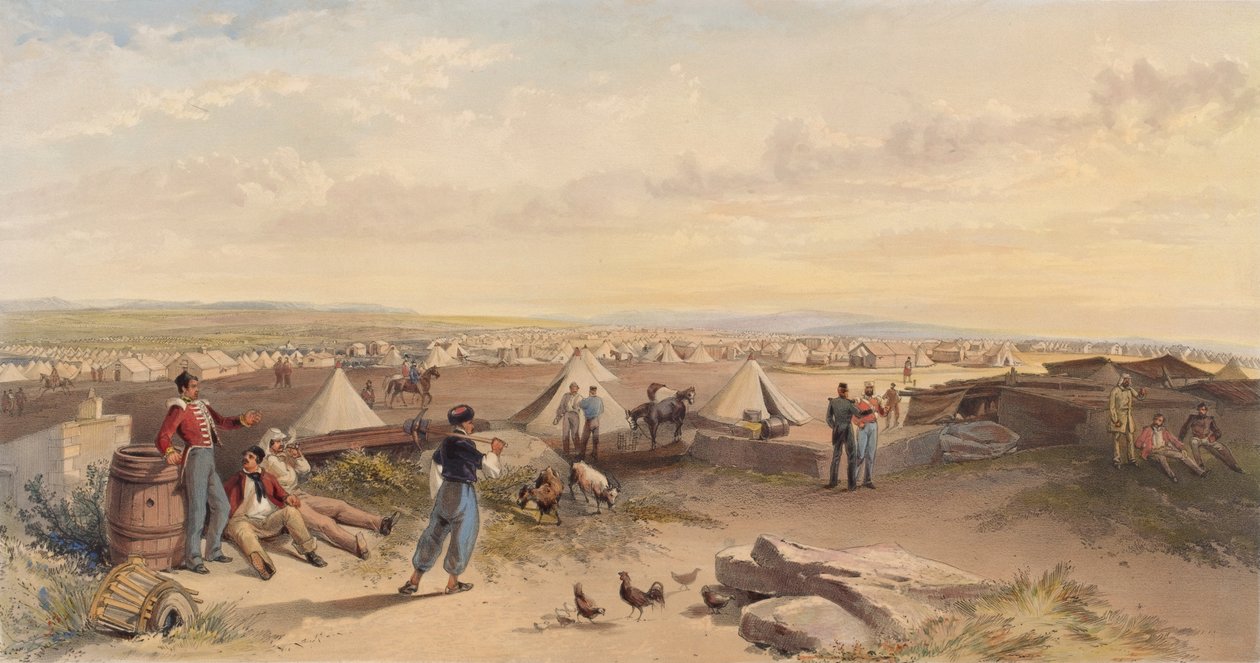 ?4. divisioonan leiri 15. heinäkuuta 1855? tekijältä William Crimea Simpson