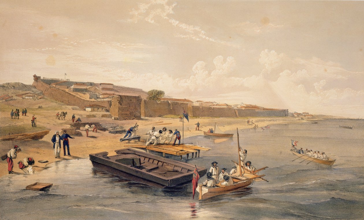 Yenikalen linnoitus, lautanen "The Seat of War idässä", pubi. Paul und Dominic Colnaghi und Co., 1856 tekijältä William Crimea Simpson