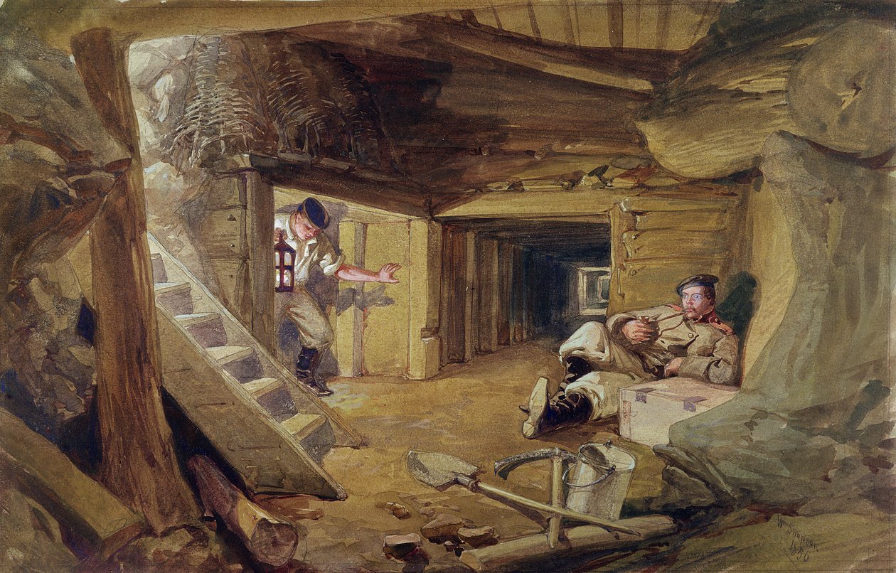 Kaivos Bastion du Matissa, Sebastopol, Krim (wc paperilla) tekijältä William Crimea Simpson