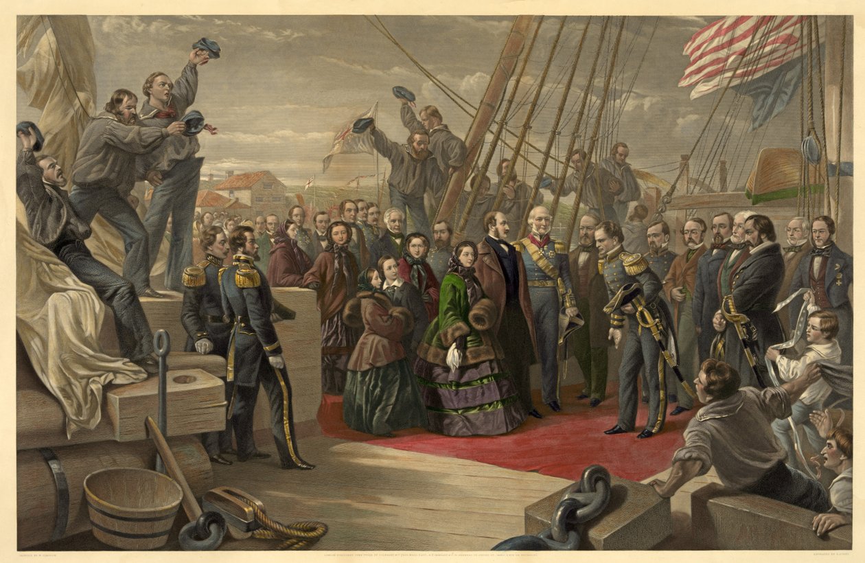 Kuningatar Victoria vierailee HMS Resolutessa, 16. joulukuuta 1856, julkaistu 1859 tekijältä William Crimea Simpson