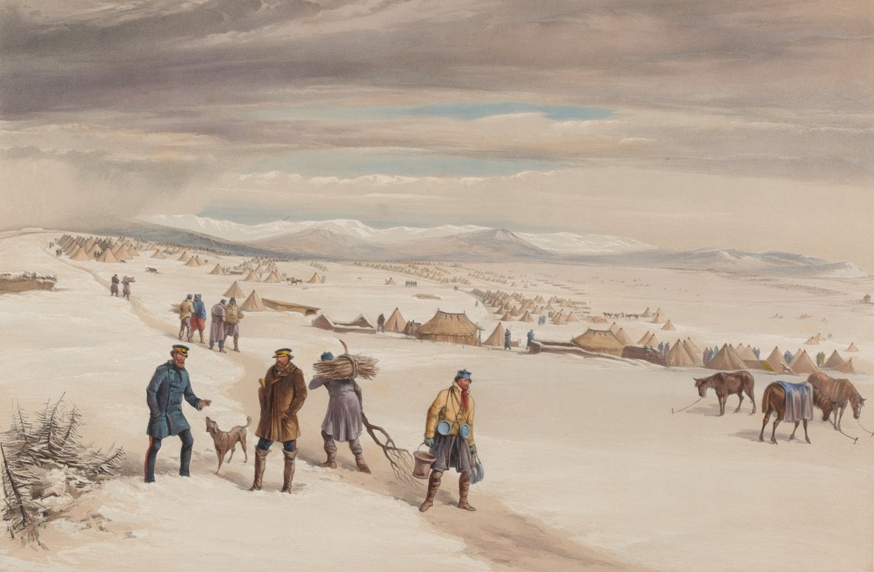 Toisen divisioonan leiri itään katsoen. tammikuuta 1855 tekijältä William Crimea Simpson