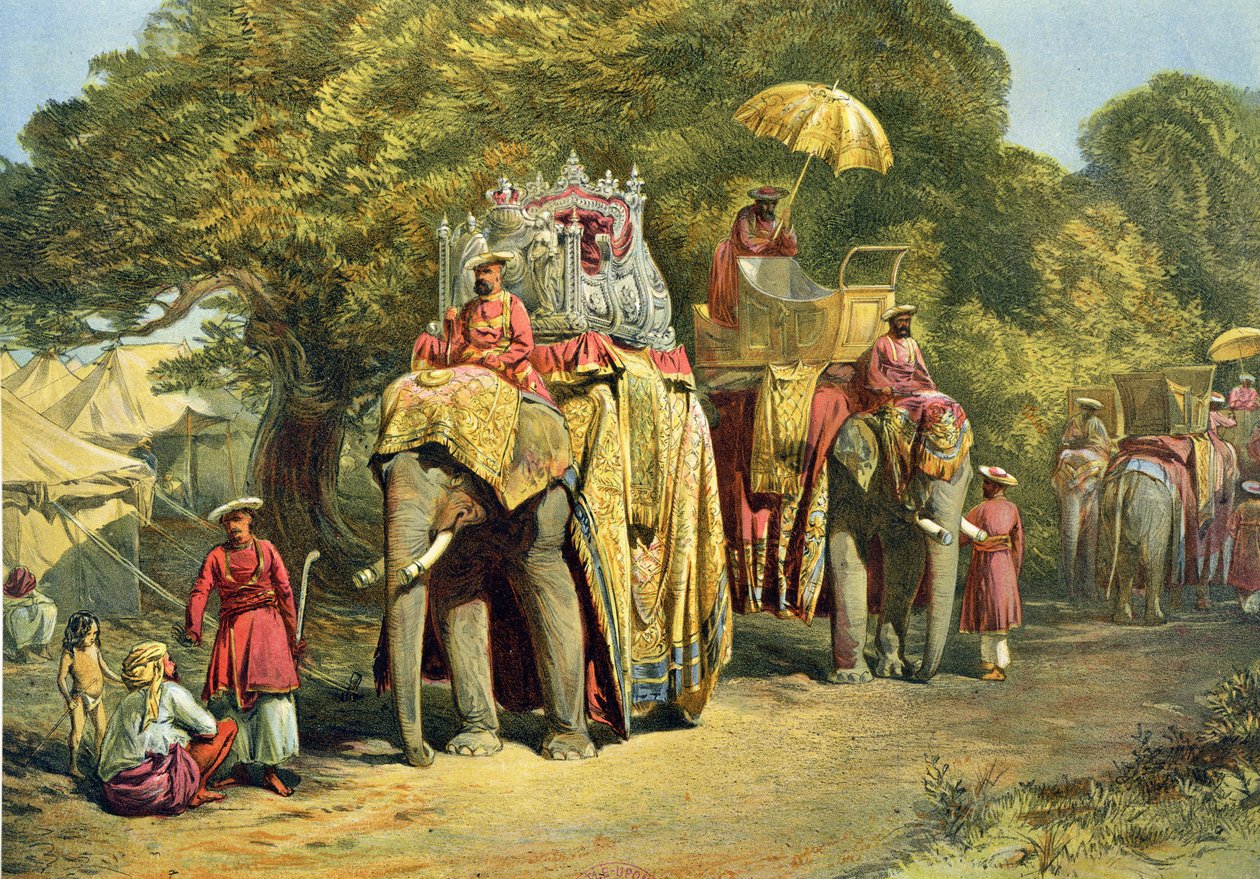 Kenraalikuvernöörin valtiollinen Howdah, 1863 (kromoliitti) tekijältä William Crimea Simpson