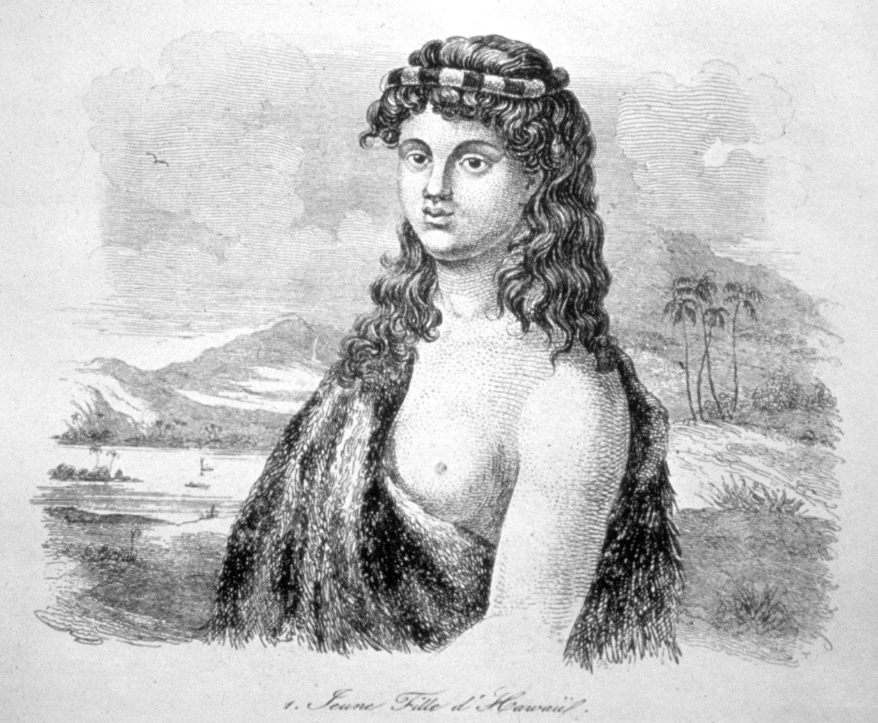 Nuori tyttö Havaijin saarelta, vuodelta 1824. tekijältä William Dampier