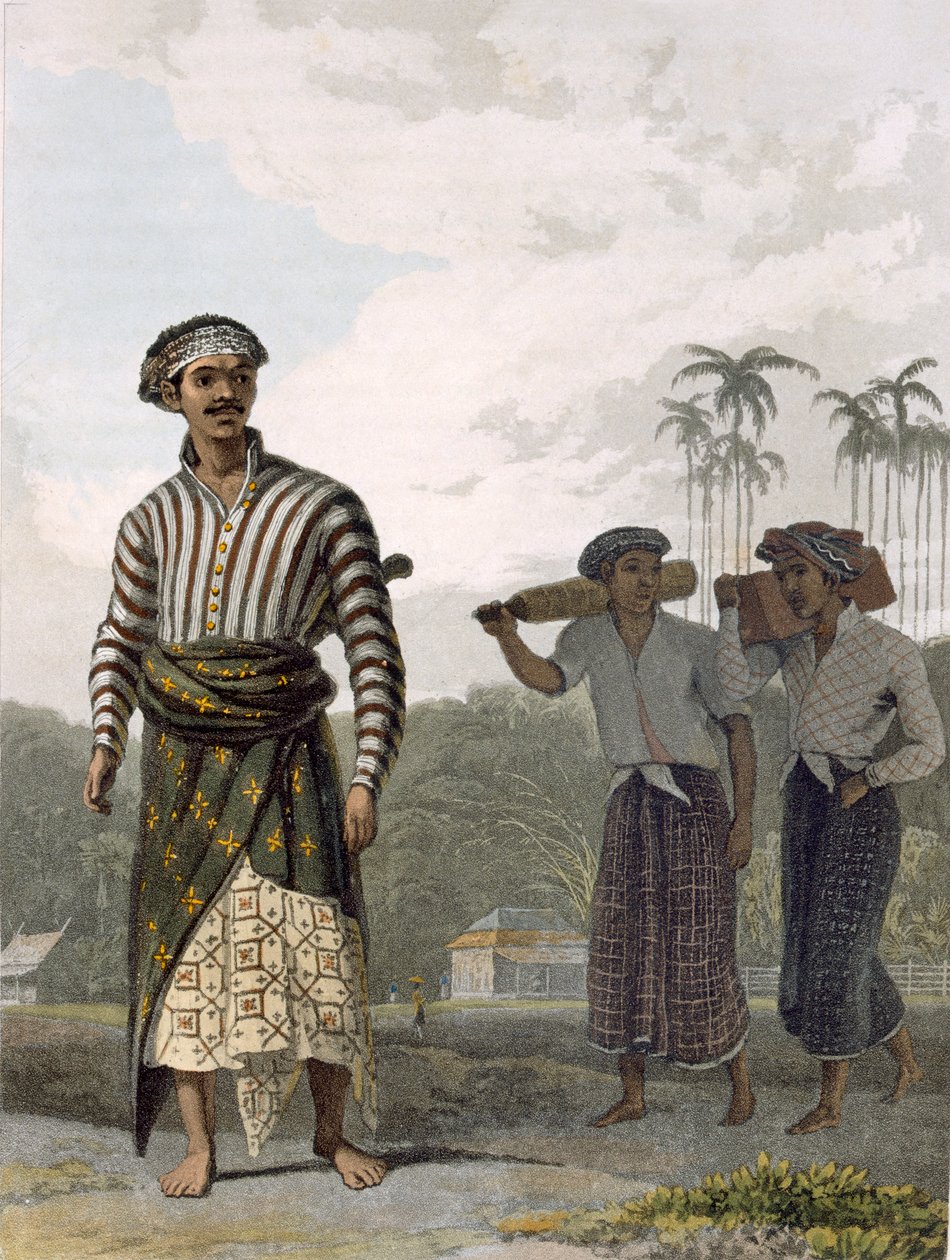 Madurese of the Rank of Mantu, levy 7 Thomas Stamford Rafflesin (1781-1826) julkaisun The History of Java osasta I, pub. 1817 (akvatinta) tekijältä William Daniell