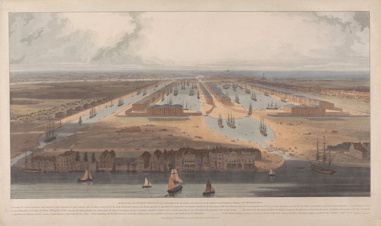 Näkymä West India Docksista tekijältä William Daniell