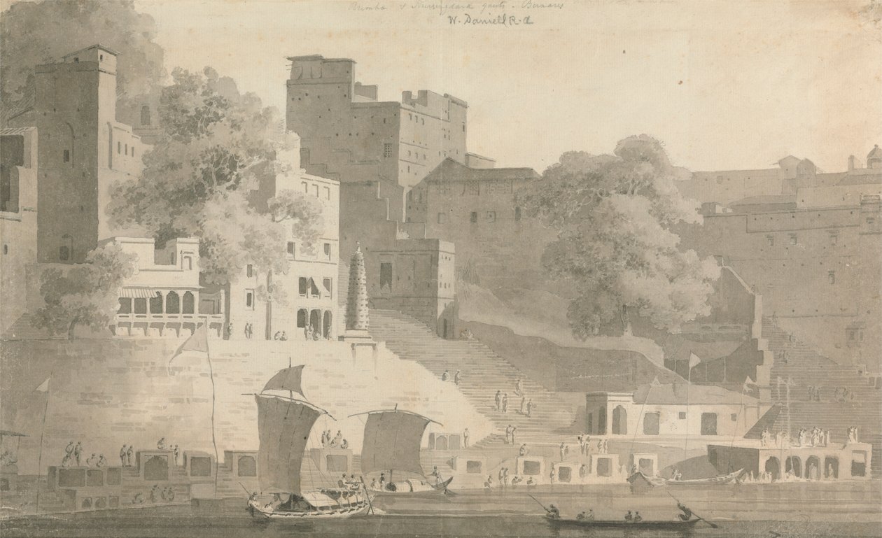 Bramha ja Narsingdara Ghat, Varanasi tekijältä William Daniell