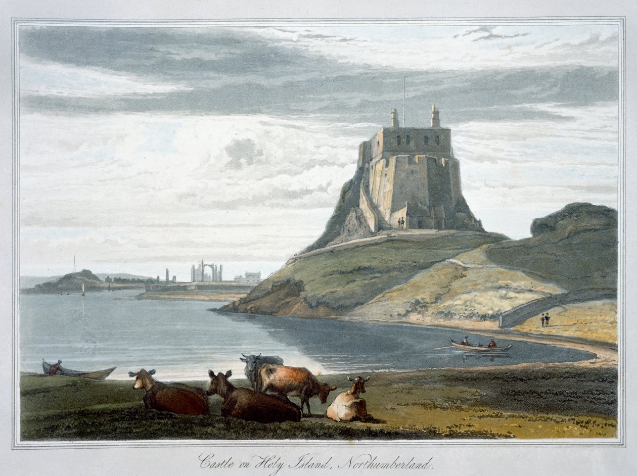 "Linna Holy Islandilla, Northumberland", 1822 tekijältä William Daniell