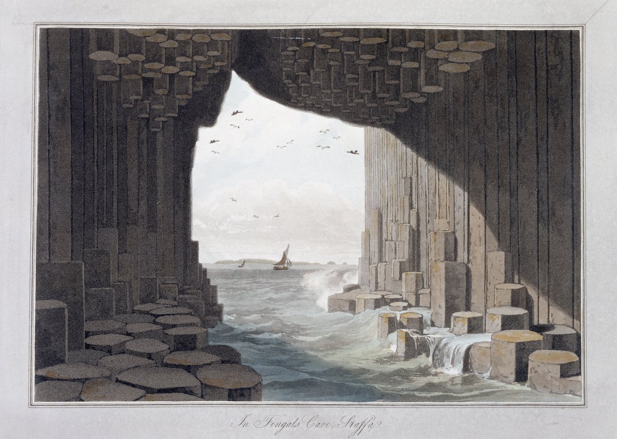 Fingalin luolassa, Staffassa, Skotlannissa, 1829 tekijältä William Daniell