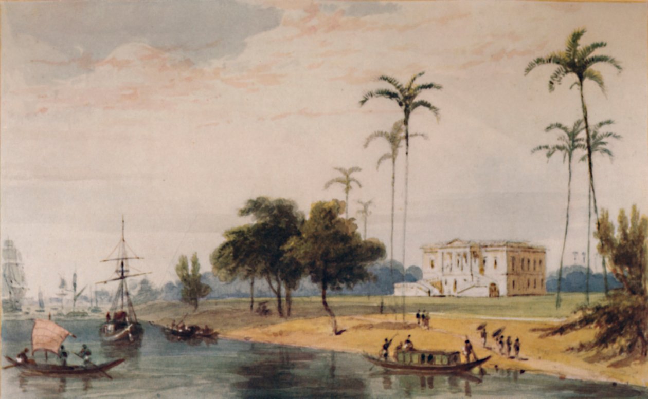 Garden House Reachissa, Kalkutassa, c1786-1791, 1935 tekijältä William Daniell