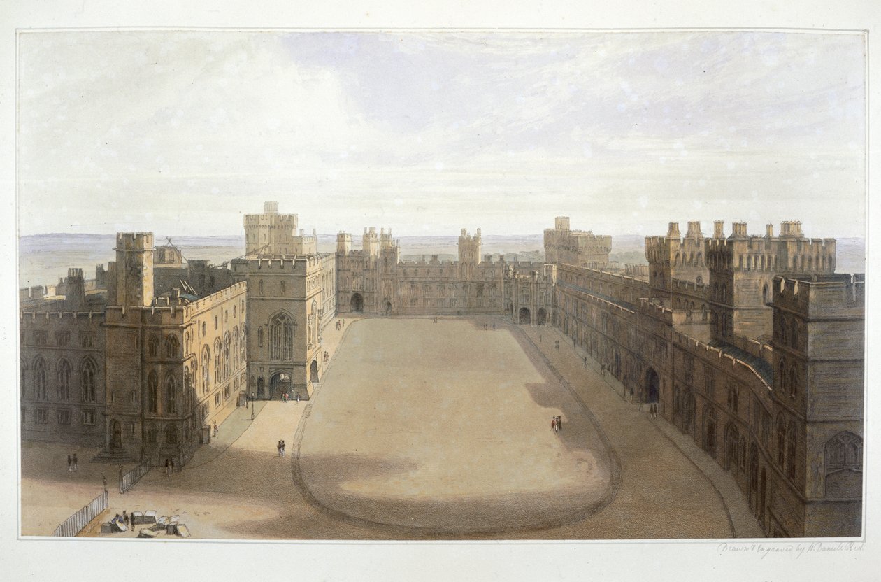 "Katsele Windsorin nelikulmioon", c1825-1830 tekijältä William Daniell