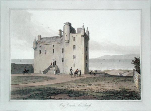 Mey Castle, Caithness (väri litho) tekijältä William Daniell