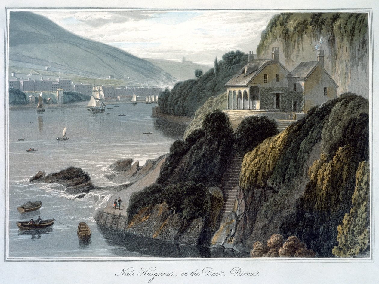 "Near Kingswear, on the Dart, Devon", 1825 tekijältä William Daniell