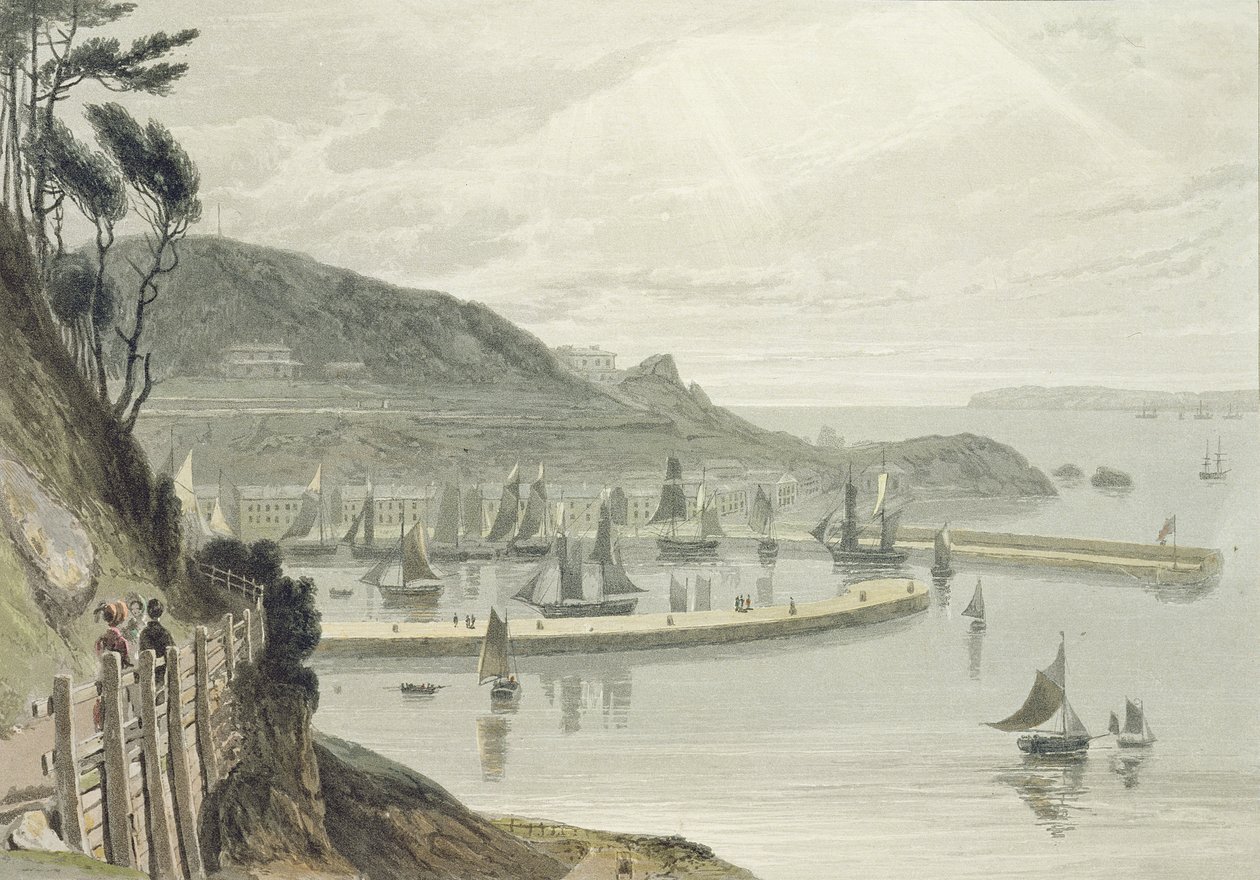 Torquay, Devon, VIII osasta "A Voyage Around Great Britain Undertaken between the Years 1814-1825", julkaistu 1825 (akvatinta) tekijältä William Daniell