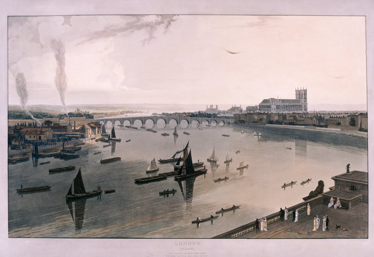 Näkymä Lontooseen Somerset Housesta, 1805 tekijältä William Daniell