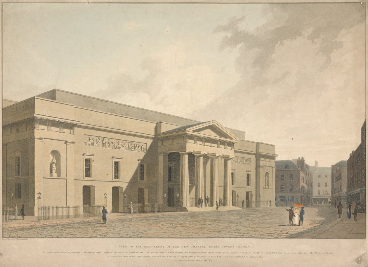 Näkymä uuden Theatre Royal Covent Gardenin itäjulkisivusta tekijältä William Daniell