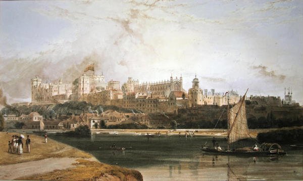 Windsorin linna (akvarelli paperille) tekijältä William Daniell