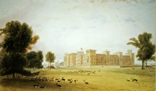Windsorin linna (akvarelli paperille) tekijältä William Daniell