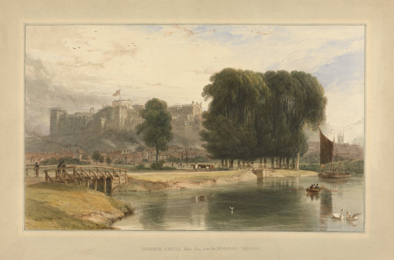 Windsorin linna lähellä Brocas Meadowsia tekijältä William Daniell