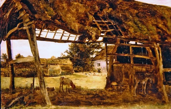 Old Farm Shed (öljy aluksella) tekijältä William Davis
