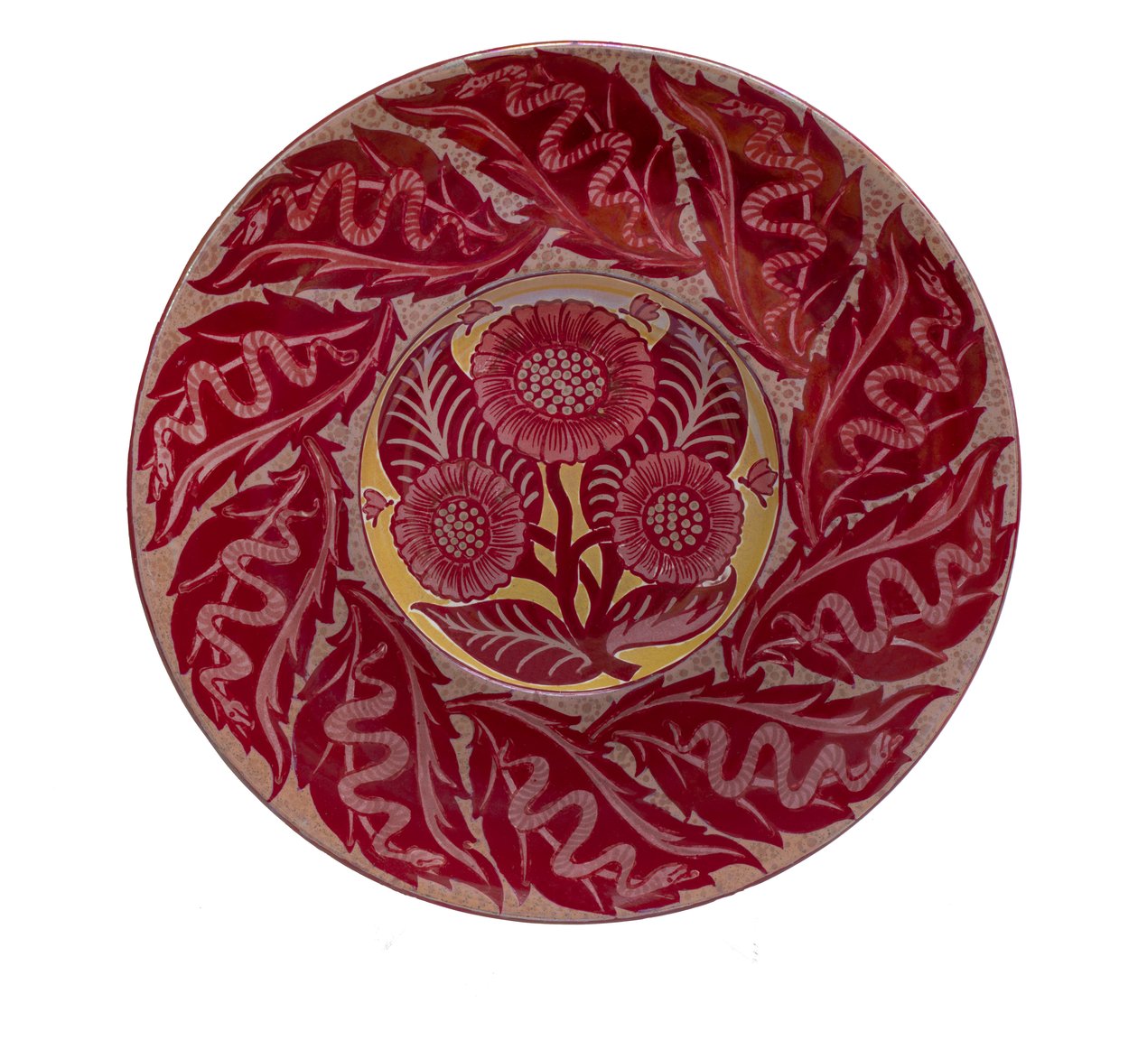 Luster Snake ja Daisy Plate tekijältä William de Morgan