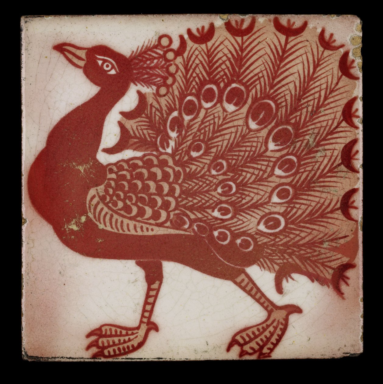 Peacock-laatta (puna-valkoinen kiilto) tekijältä William de Morgan