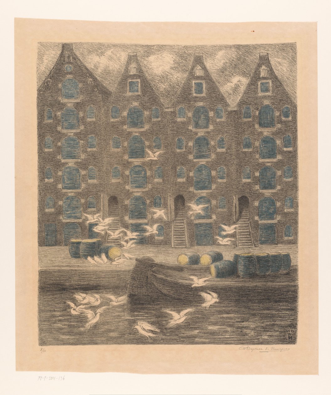Varastot Brouwersgrachtissa Amsterdamissa tekijältä William Degouve de Nuncques (signed by artist)