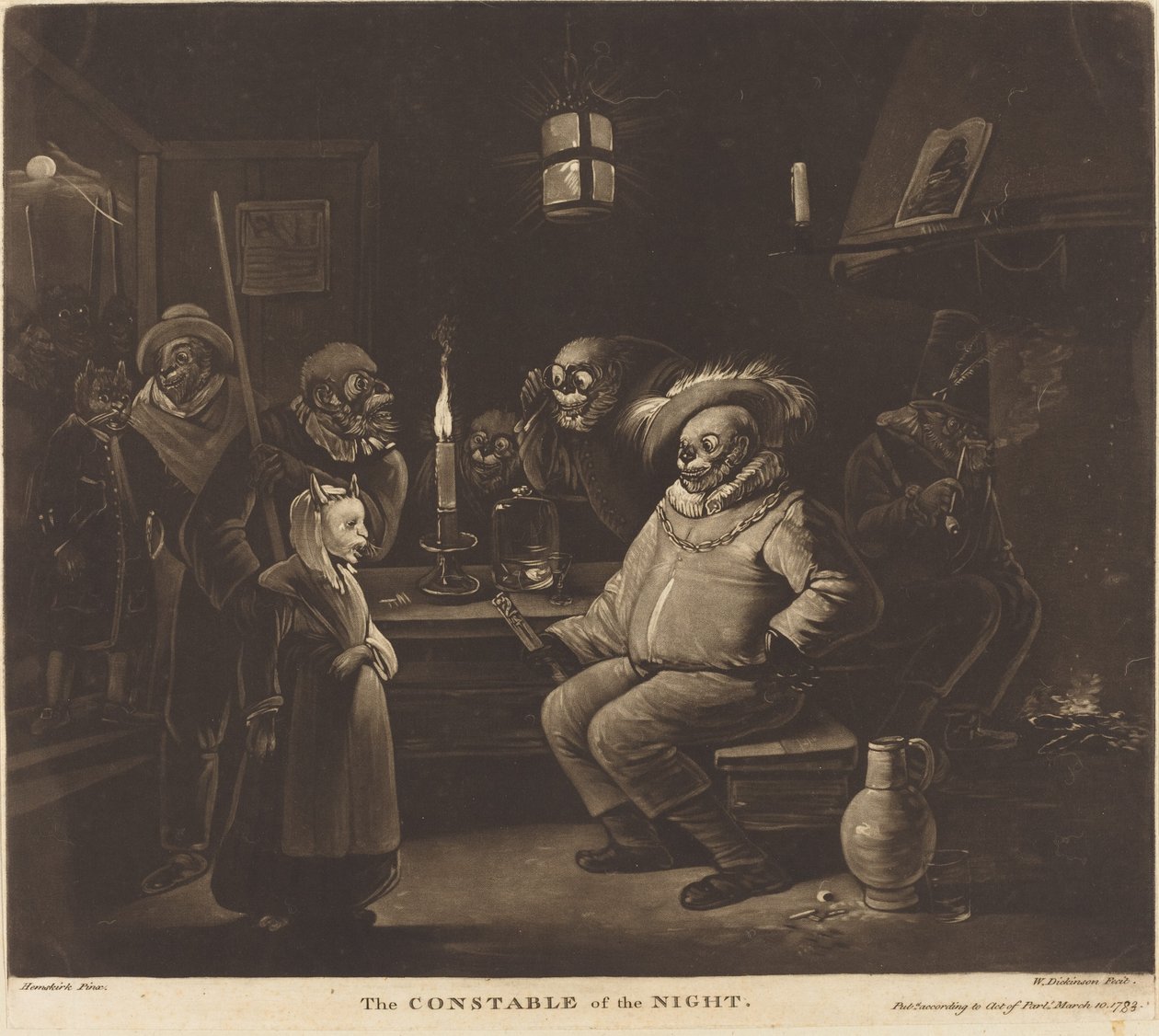 Yön konstaapeli tekijältä William Dickinson after Egbert van Heemskerck