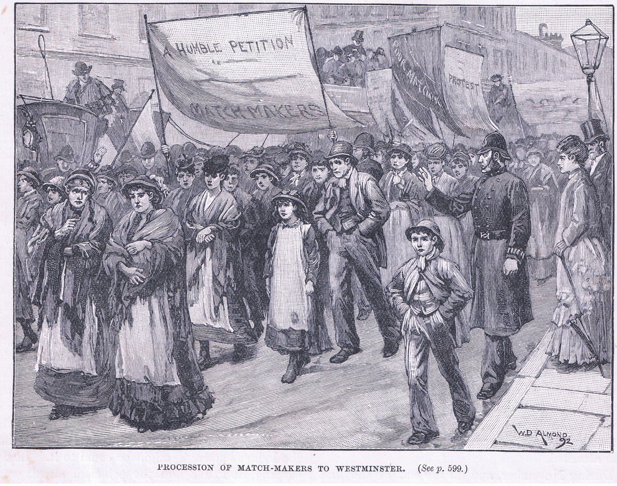 Tulitikkujen valmistajien kulkue Westminsteriin 1871 jKr tekijältä William Douglas Almond