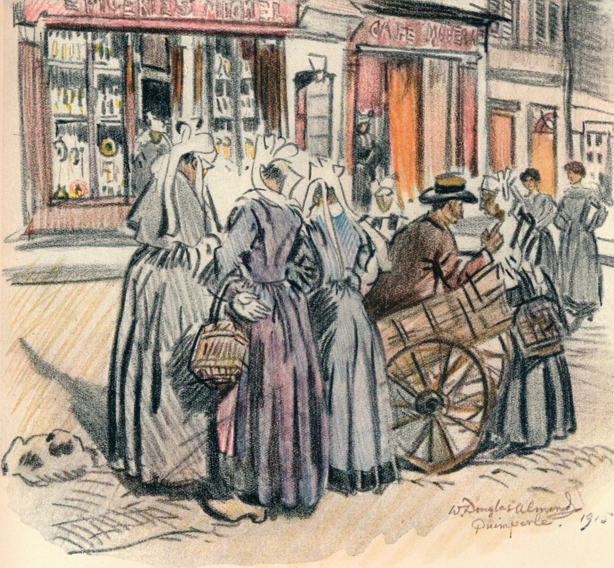 Street Gossip, Quimperle, 1915 tekijältä William Douglas Almond