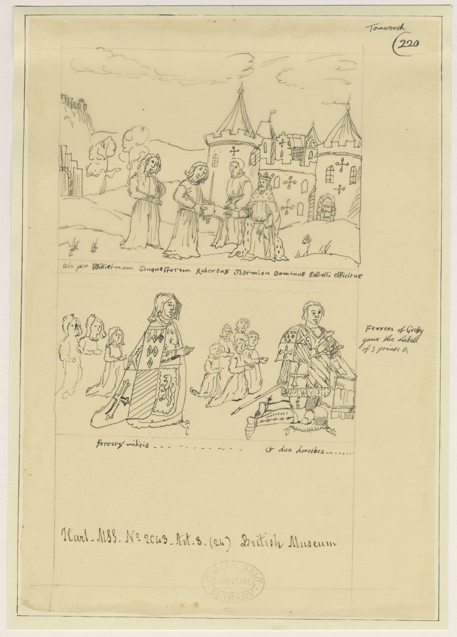 Església de Tamworth - Vidre de la finestra: traçat amb tinta i (dibuix) finès [?segle XVII] tekijältä William Dugdale