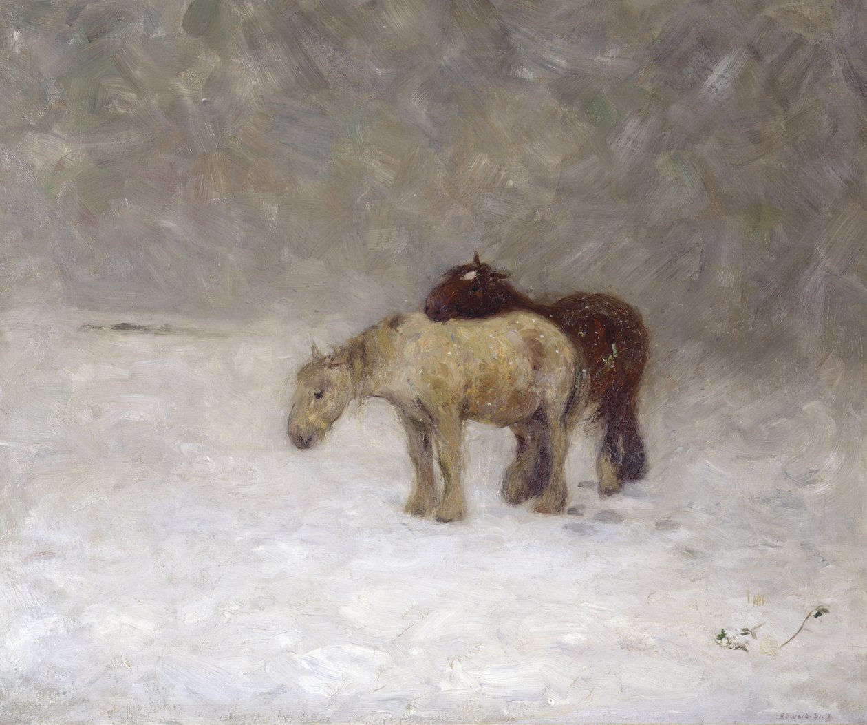 Lumimyrsky, n. 1891 (öljy kankaalle) tekijältä William Edward Stott