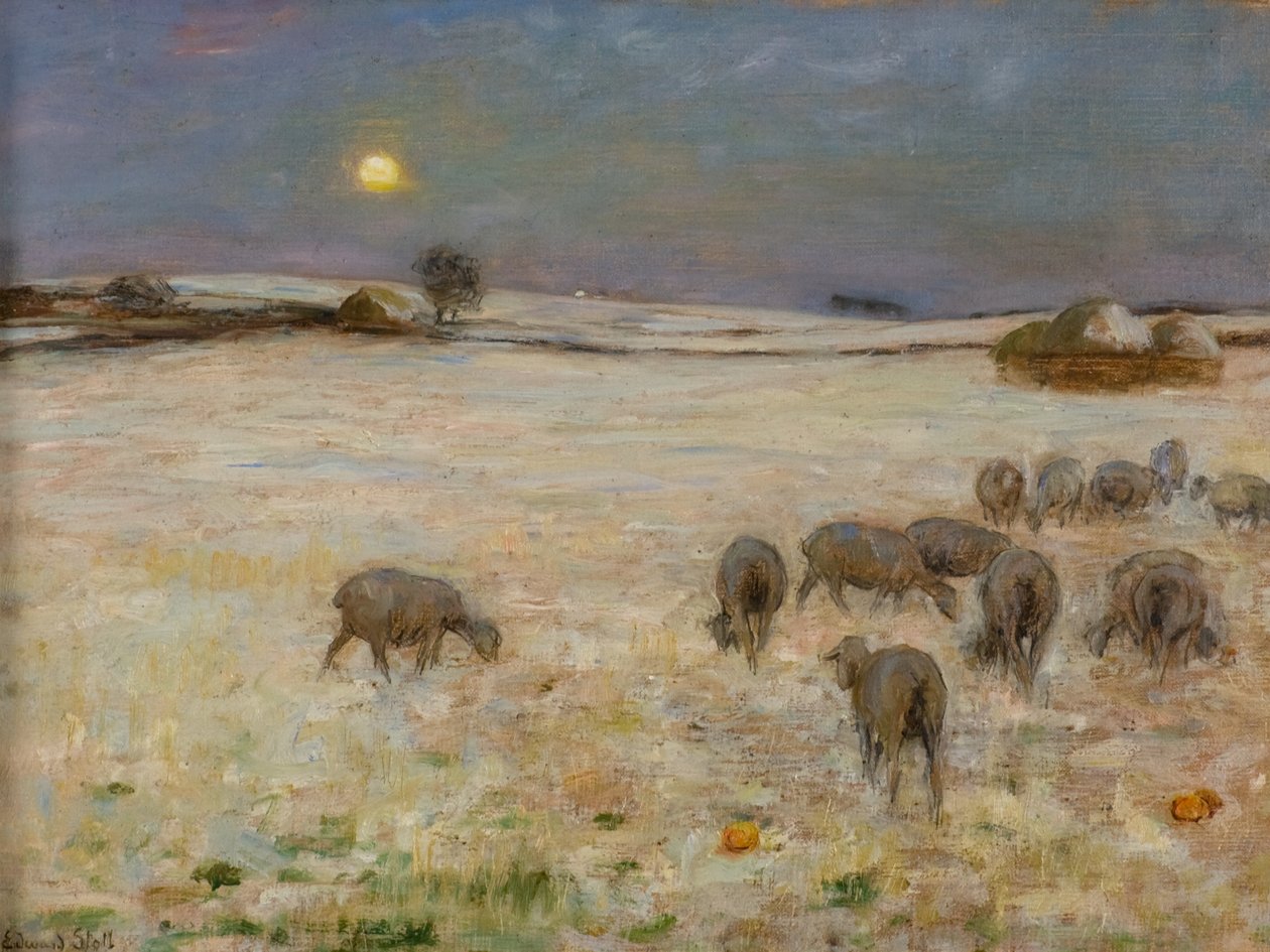 Lampaat lumessa (öljy kankaalle) tekijältä William Edward Stott
