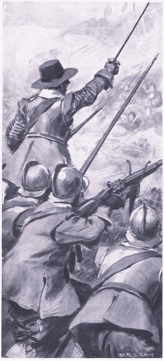 Lowlanders at the Battle of Killiecrankie, kuvitus teoksesta British Battles on Land and Sea , 1915. tekijältä William Edward Stott