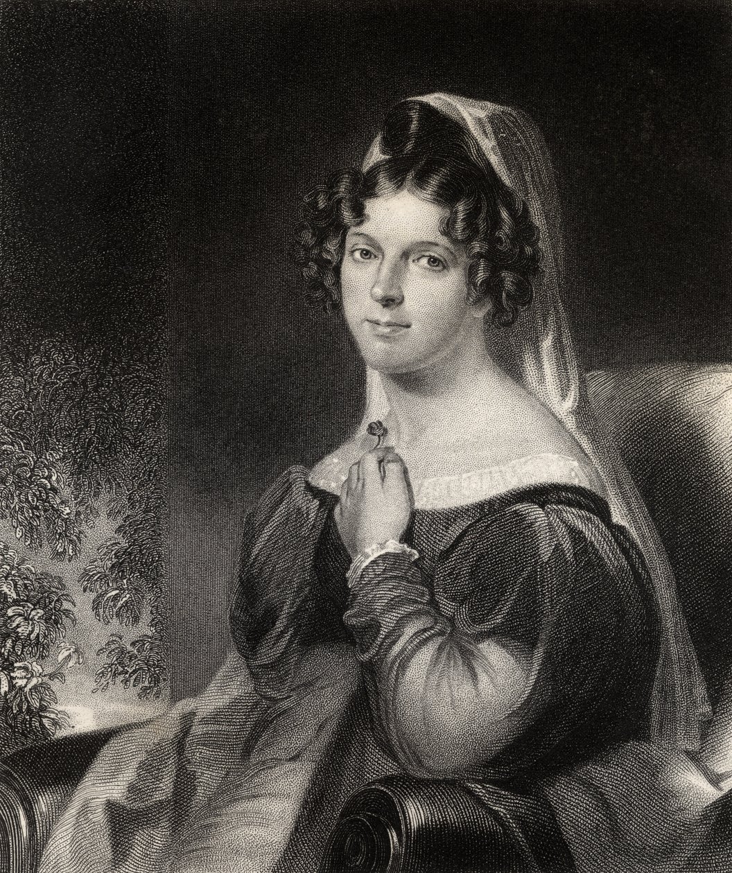 Felicia Dorothea Hemans, kaiverrettu W.Holl, National Portrait Gallery, Volume 1, julkaistu noin 1820 tekijältä William Edward West