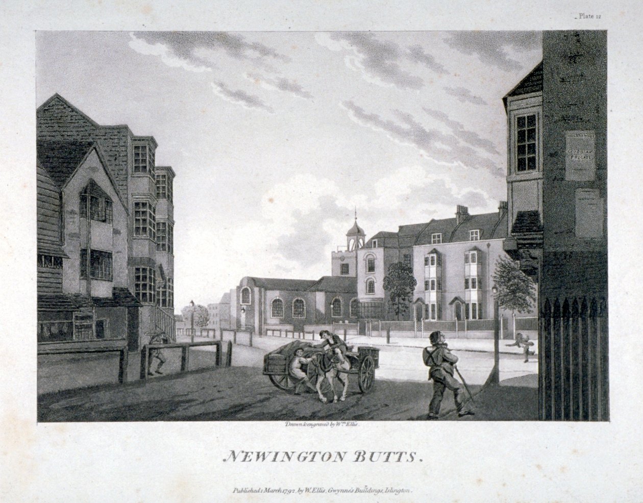 Newington Butts, Southwark, Lontoo, 1792. tekijältä William Ellis