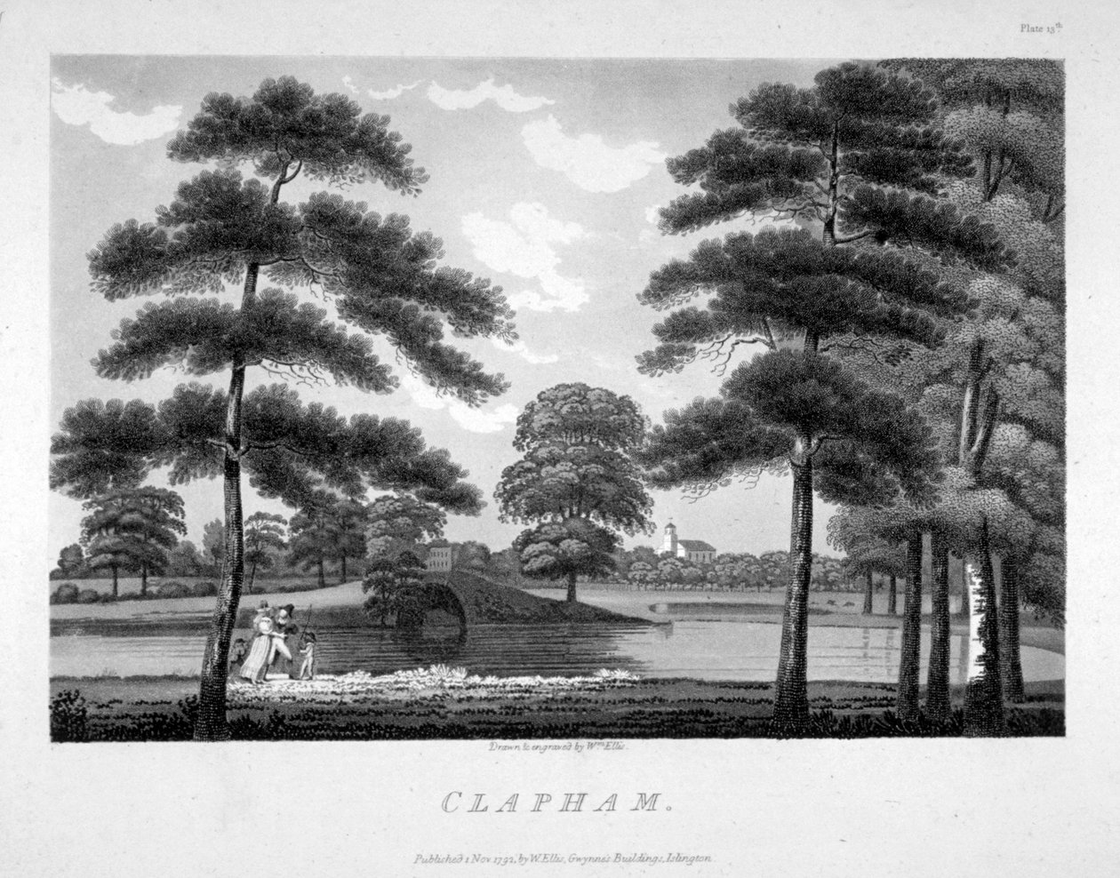 Näkymä Claphamiin, Lontooseen, 1792 tekijältä William Ellis